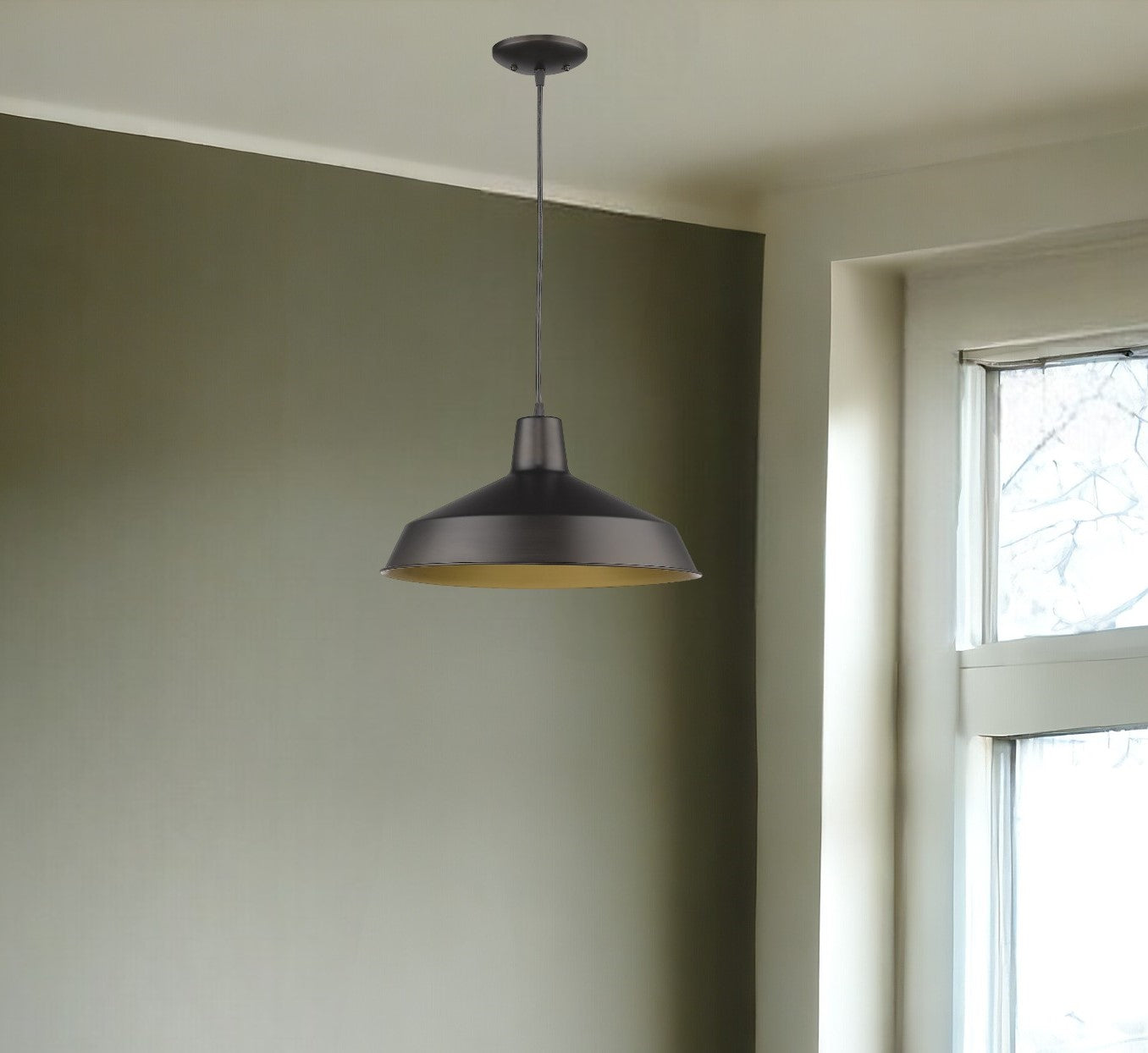 Industrial Brushed Bronze Hanging Light