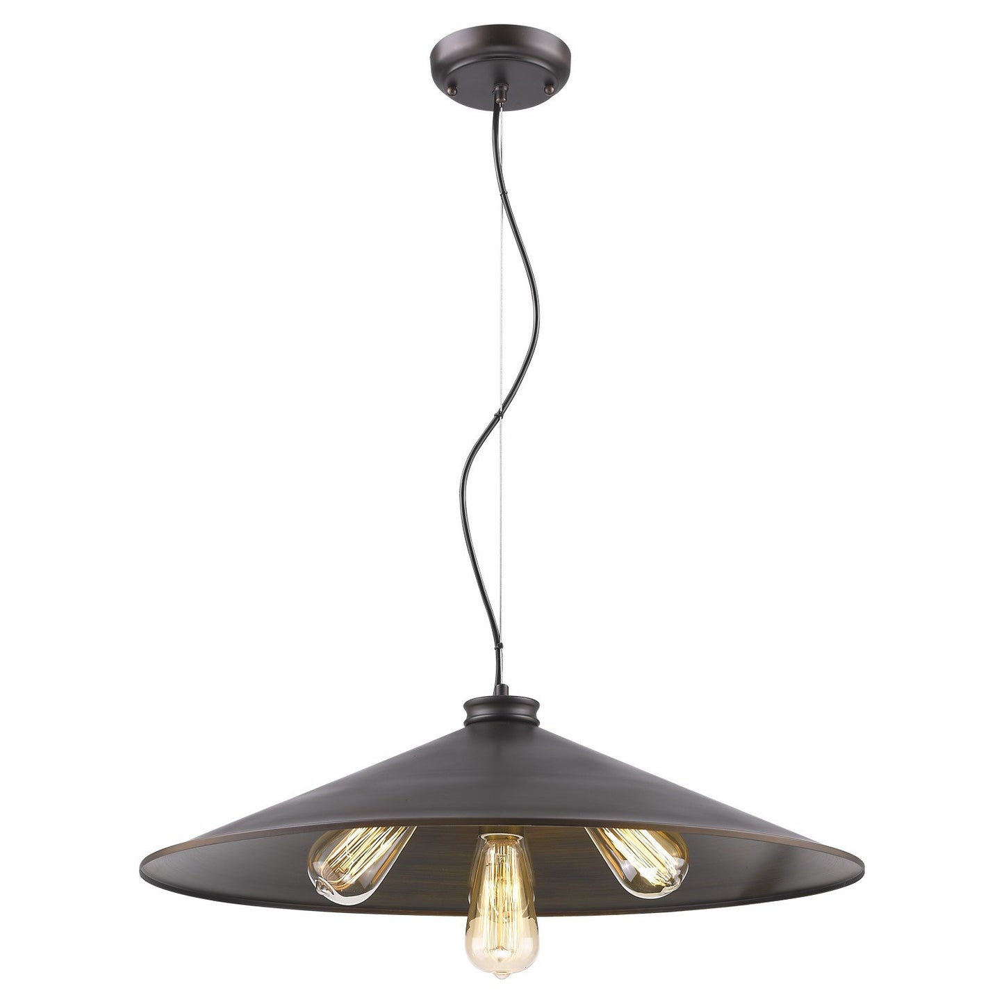 Alcove 4-Light Oil-Rubbed Bronze Pendant With Raw Brass Interior Shade