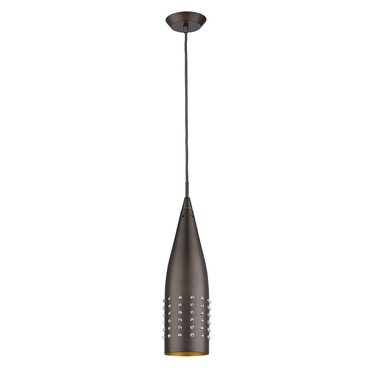 Narrow Bronze Hanging Light with Glass Studs