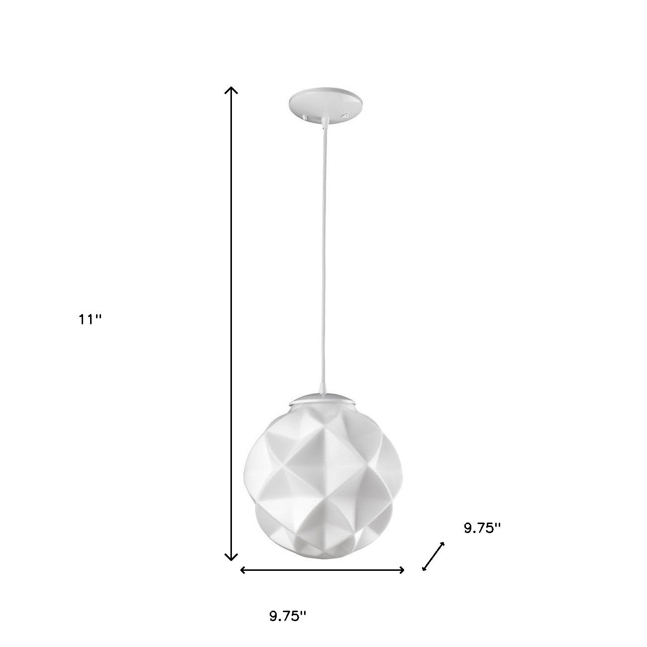 Nova 1-Light White Mini Pendant With Geometric Globe Shade