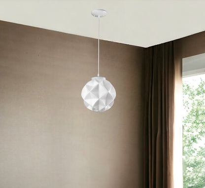 Nova 1-Light White Mini Pendant With Geometric Globe Shade