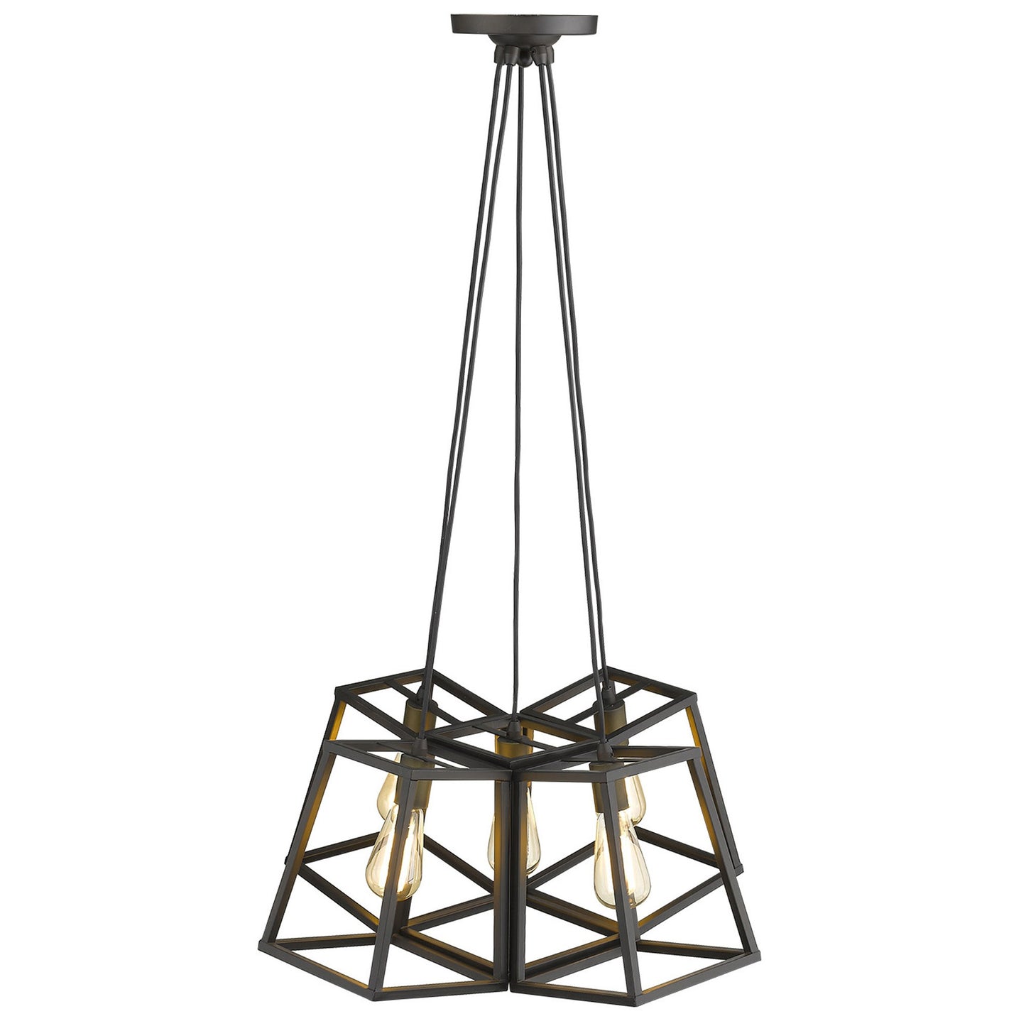 Bronze Lantern Five Light Metal Dimmable Chandelier