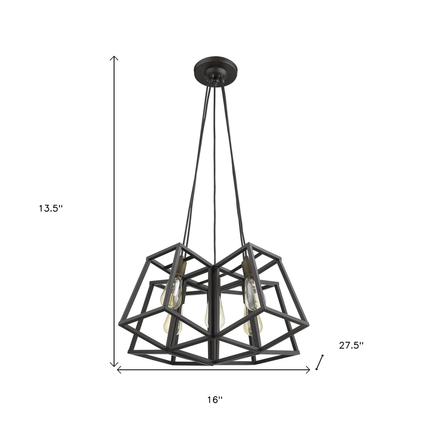 Bronze Lantern Five Light Metal Dimmable Chandelier