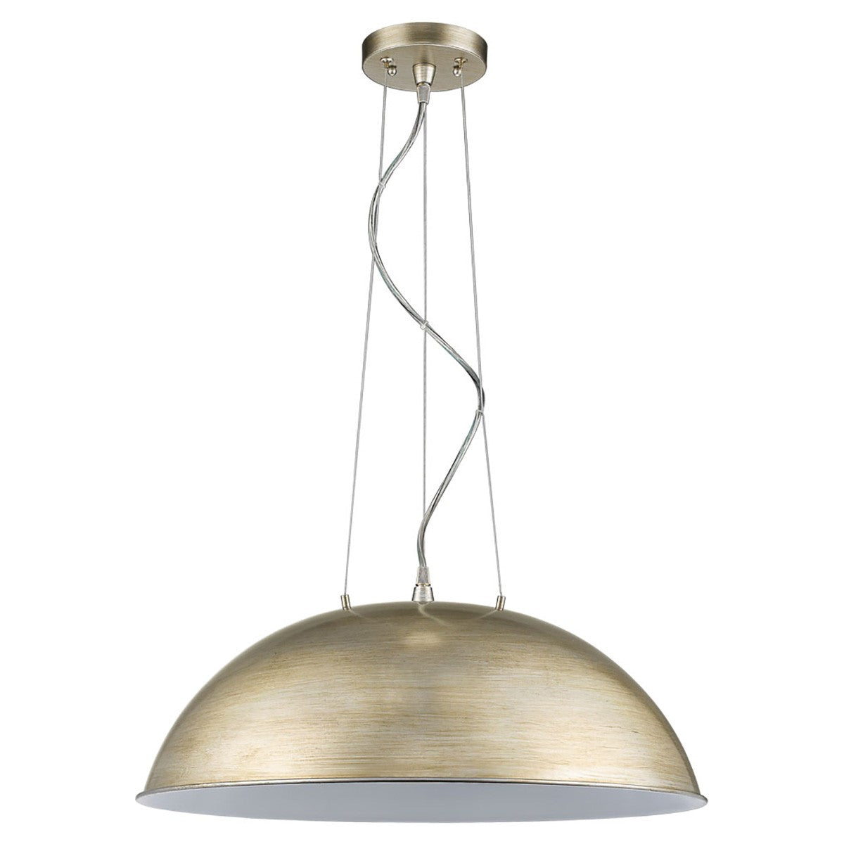 Layla 1-Light Washed Gold Bowl Pendant With Gloss White Interior Shade