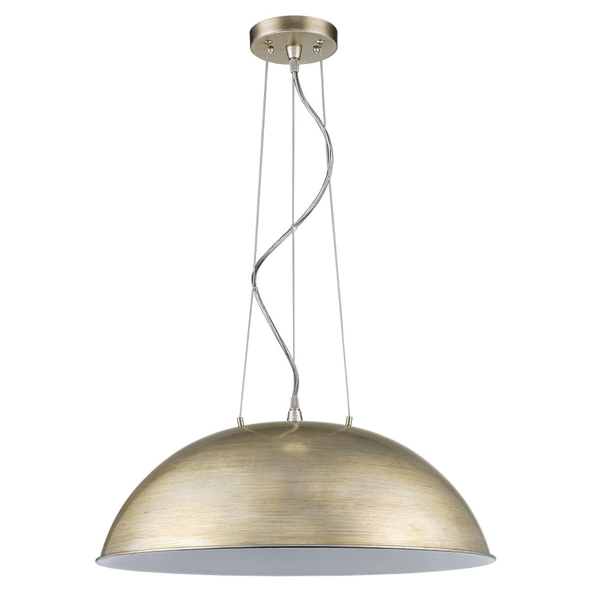 Layla 1-Light Washed Gold Bowl Pendant With Gloss White Interior Shade