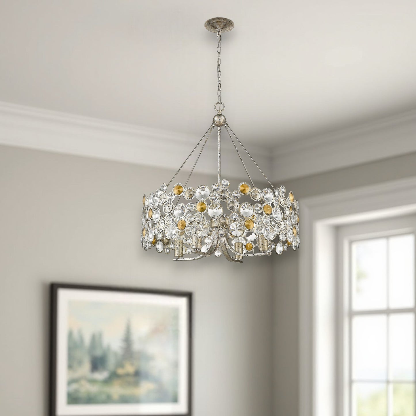 Vitozzi 4-Light Antique Silver Leaf Chandelier