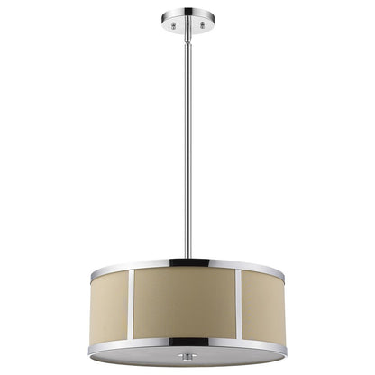Butler 3-Light Polished Chrome Pendant With Coarse Cream Linen Shade And Opal Acrylic Diffuser
