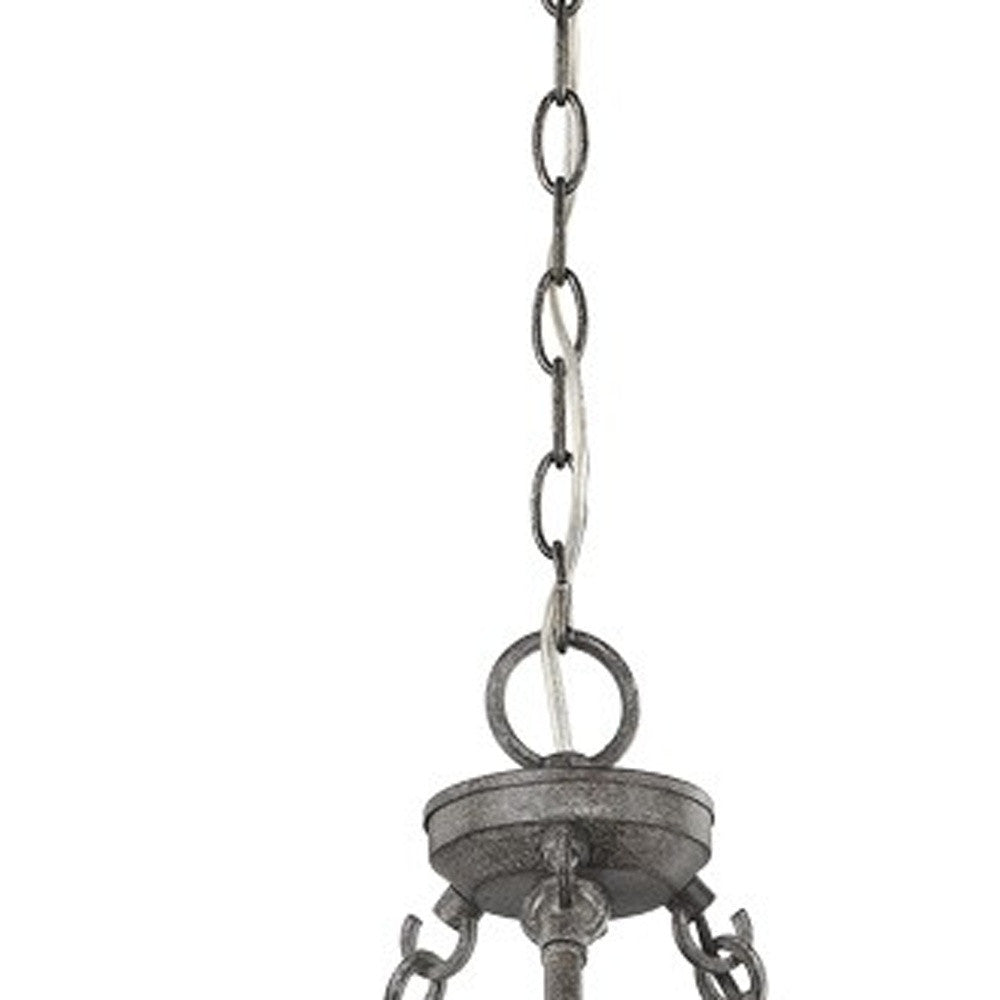 Ash Gray Candle Style Three Light Metal Dimmable Chandelier