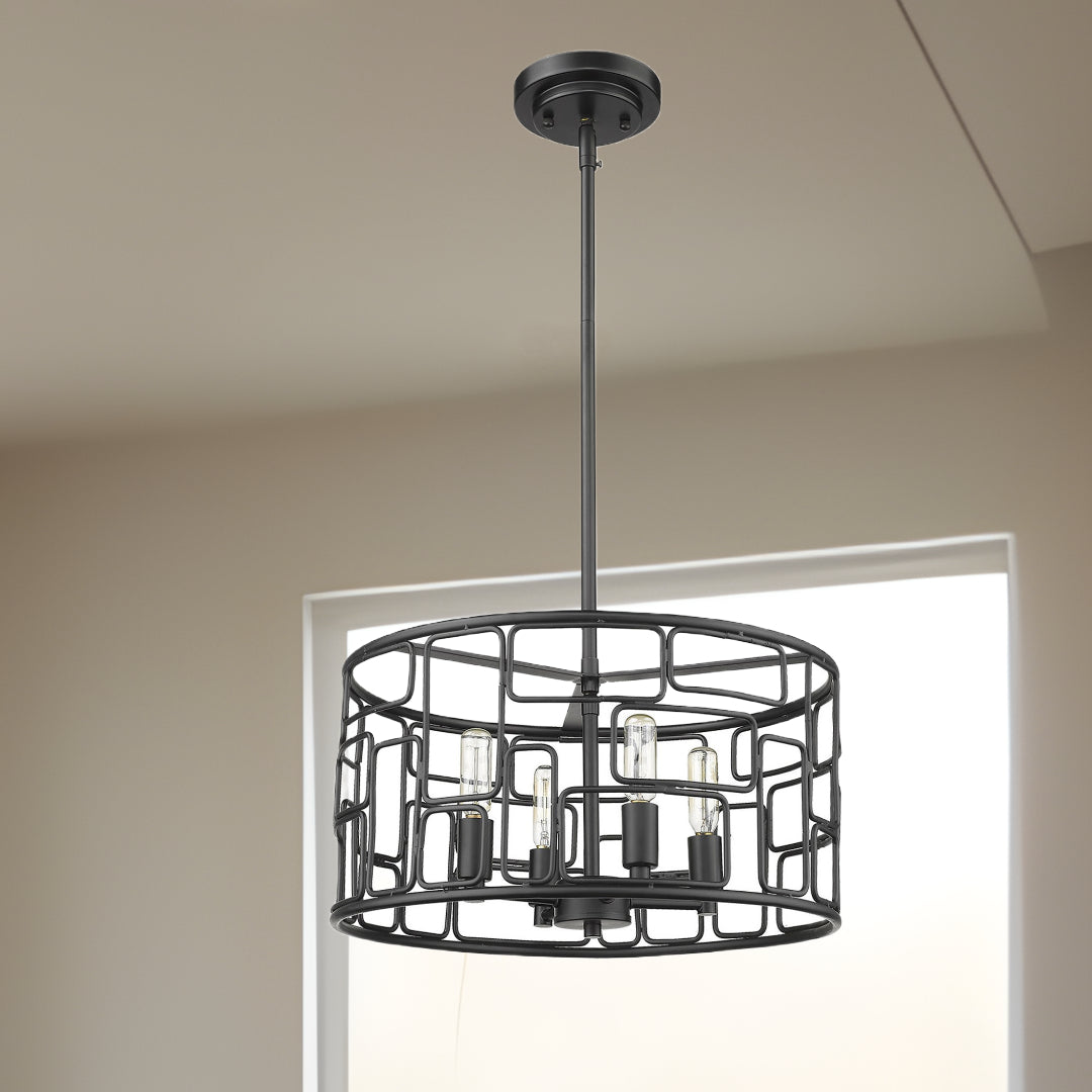 Amoret 4-Light Matte Black Convertible Pendant