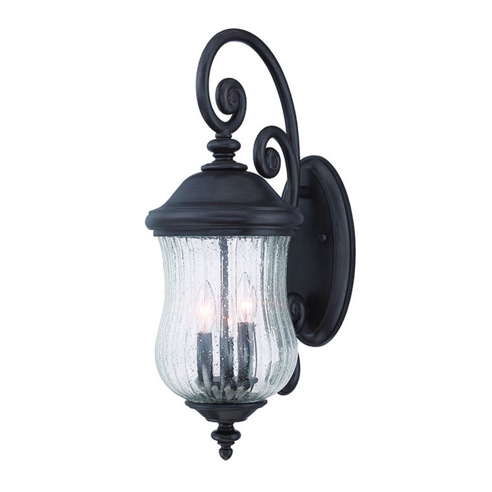 Three Light Matte Black Urn Shaped Wall Light