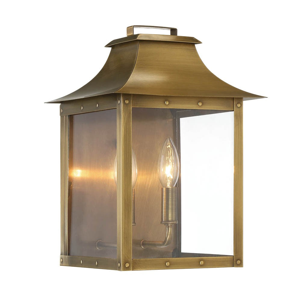 Manchester 2-Light Aged Brass Pocket Wall Light