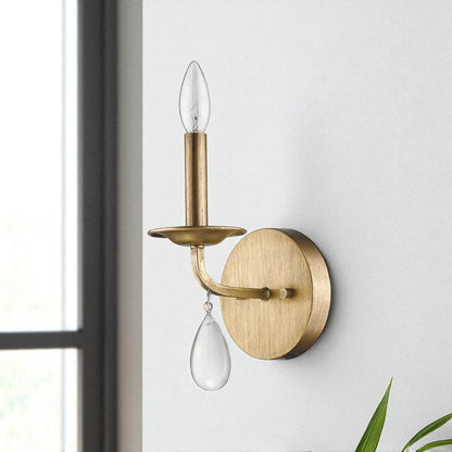 Light Gold Wall Sconce with Crystal Accent