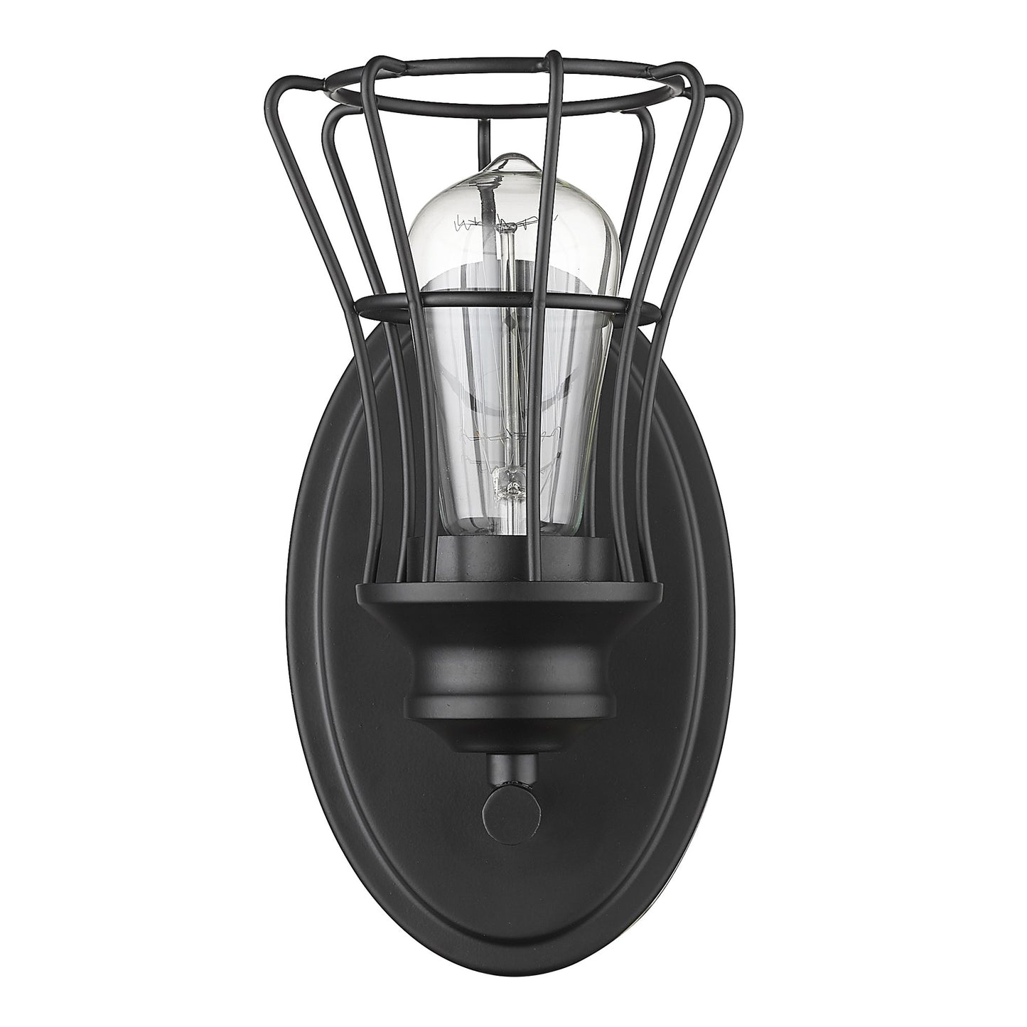 One Light Matte Black Cage Wall Sconce