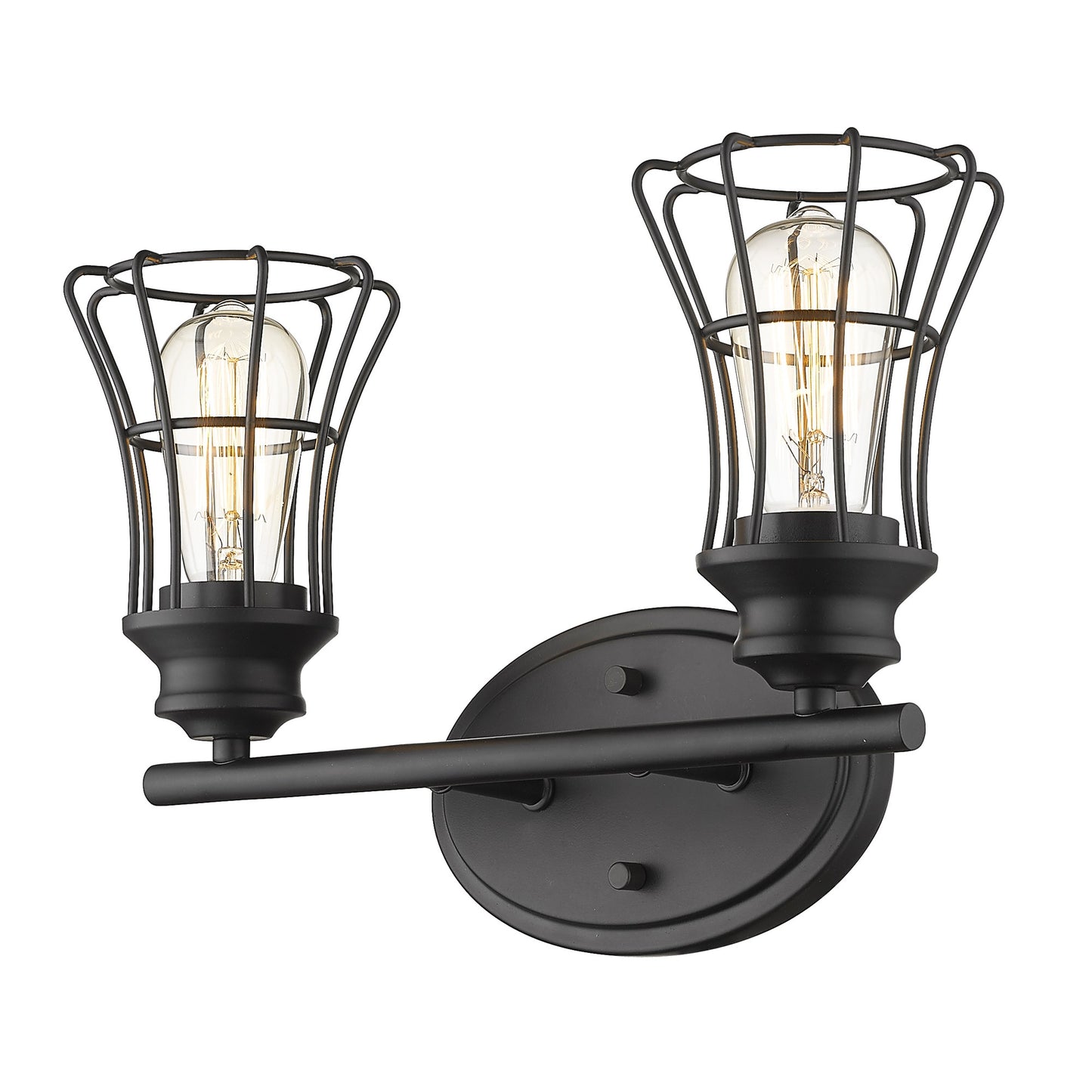 Two Light Matte Black Cage Wall Sconce