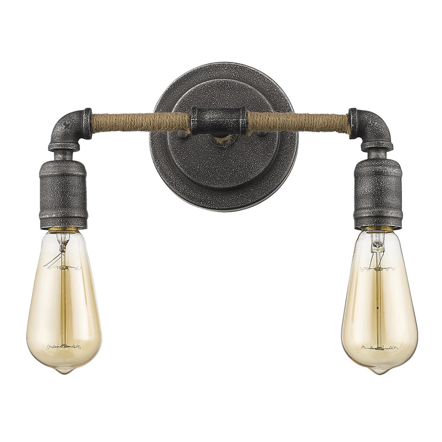 Two Light Industrial Textured Gray Wall Light