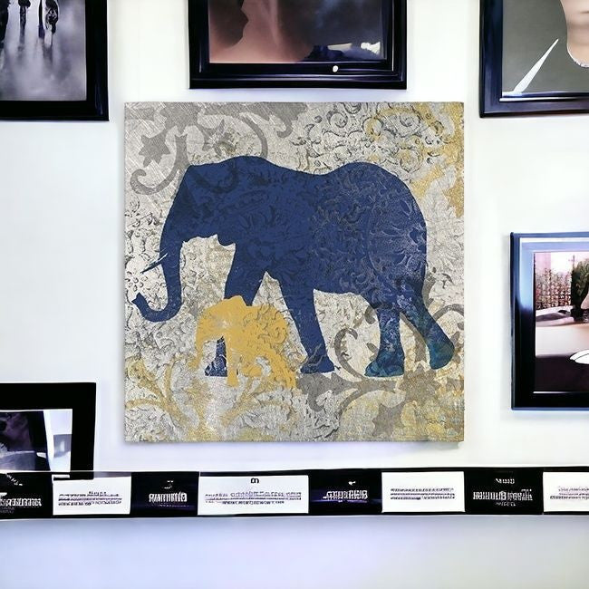 Exotic Blue And Gold Elephant Unframed Print Wall Art