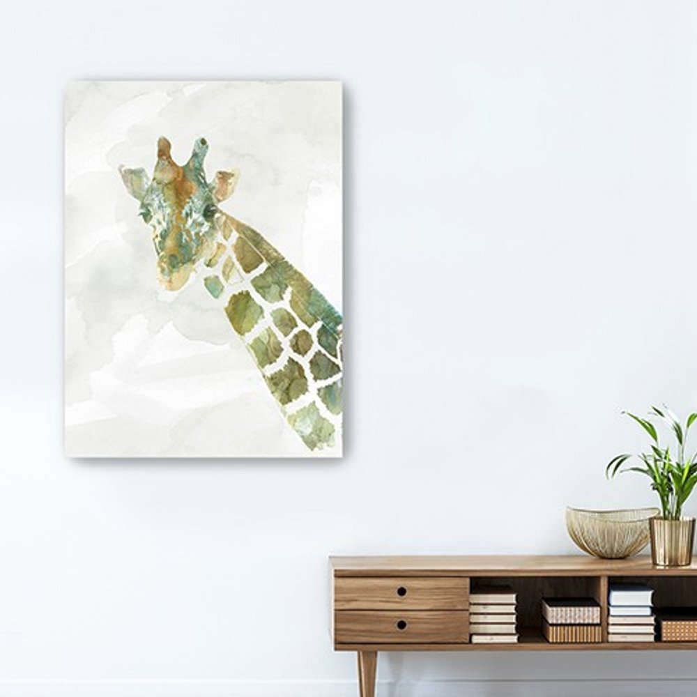 24" x 18" Abstract Marble Watercolor Giraffe Canvas Wall Art
