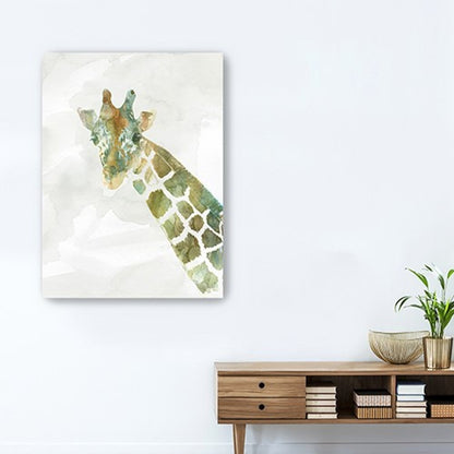 24" x 18" Abstract Marble Watercolor Giraffe Canvas Wall Art