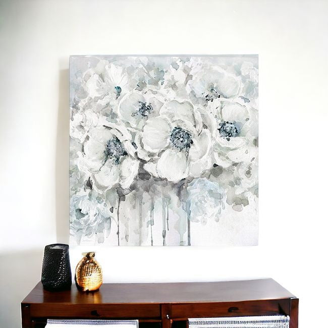 Winter Blues Flower Unframed Print Wall Art