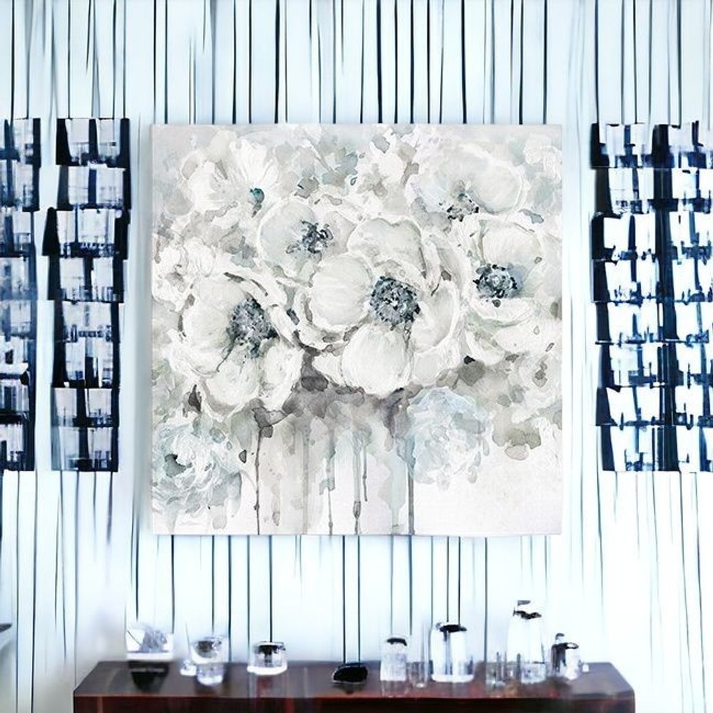 Winter Blues Flower Unframed Print Wall Art