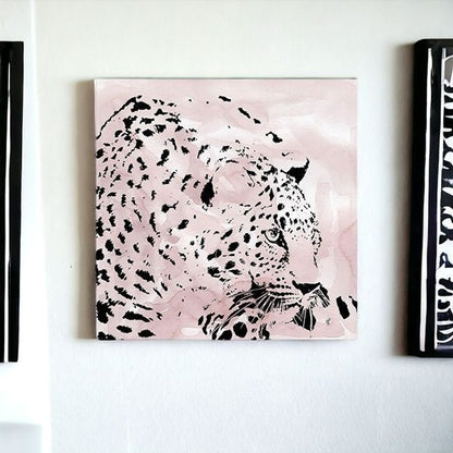 Pink Laying Leopard Unframed Print Wall Art