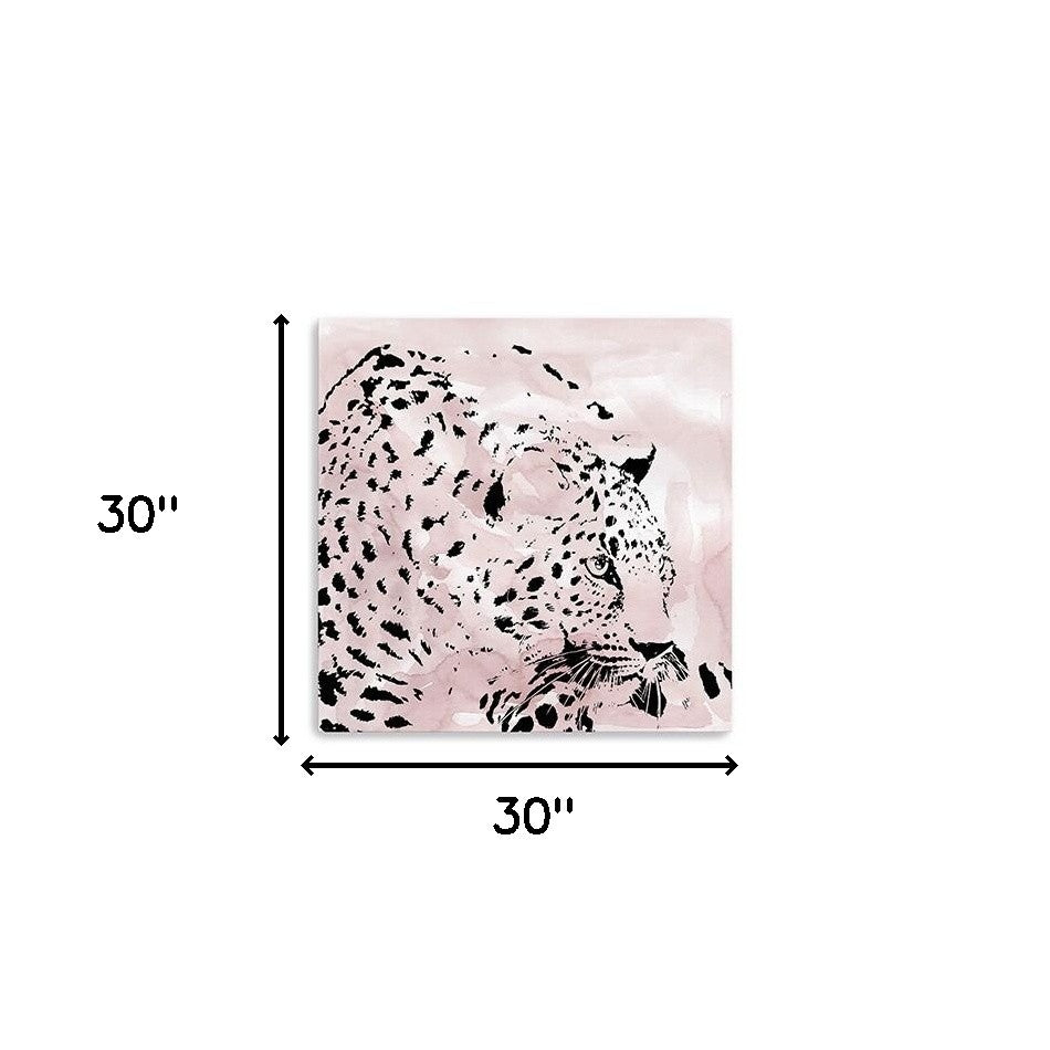 Pink Laying Leopard Unframed Print Wall Art