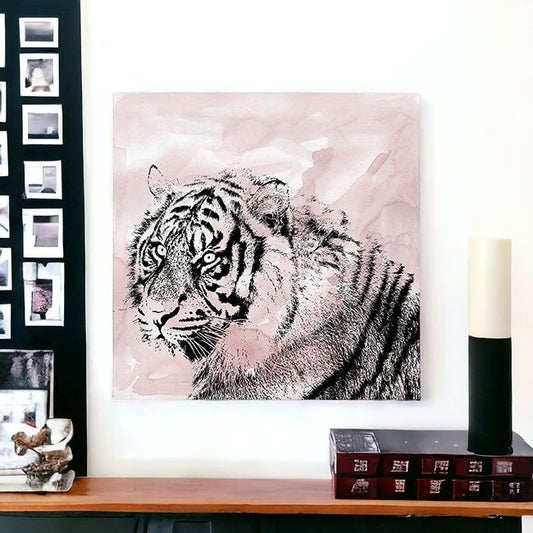 Pink Crouching Tiger Unframed Print Wall Art