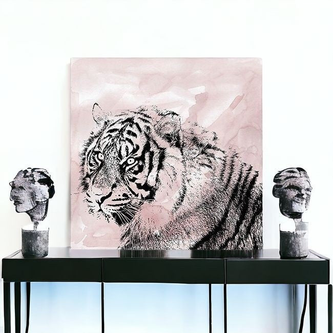 Pink Crouching Tiger Unframed Print Wall Art
