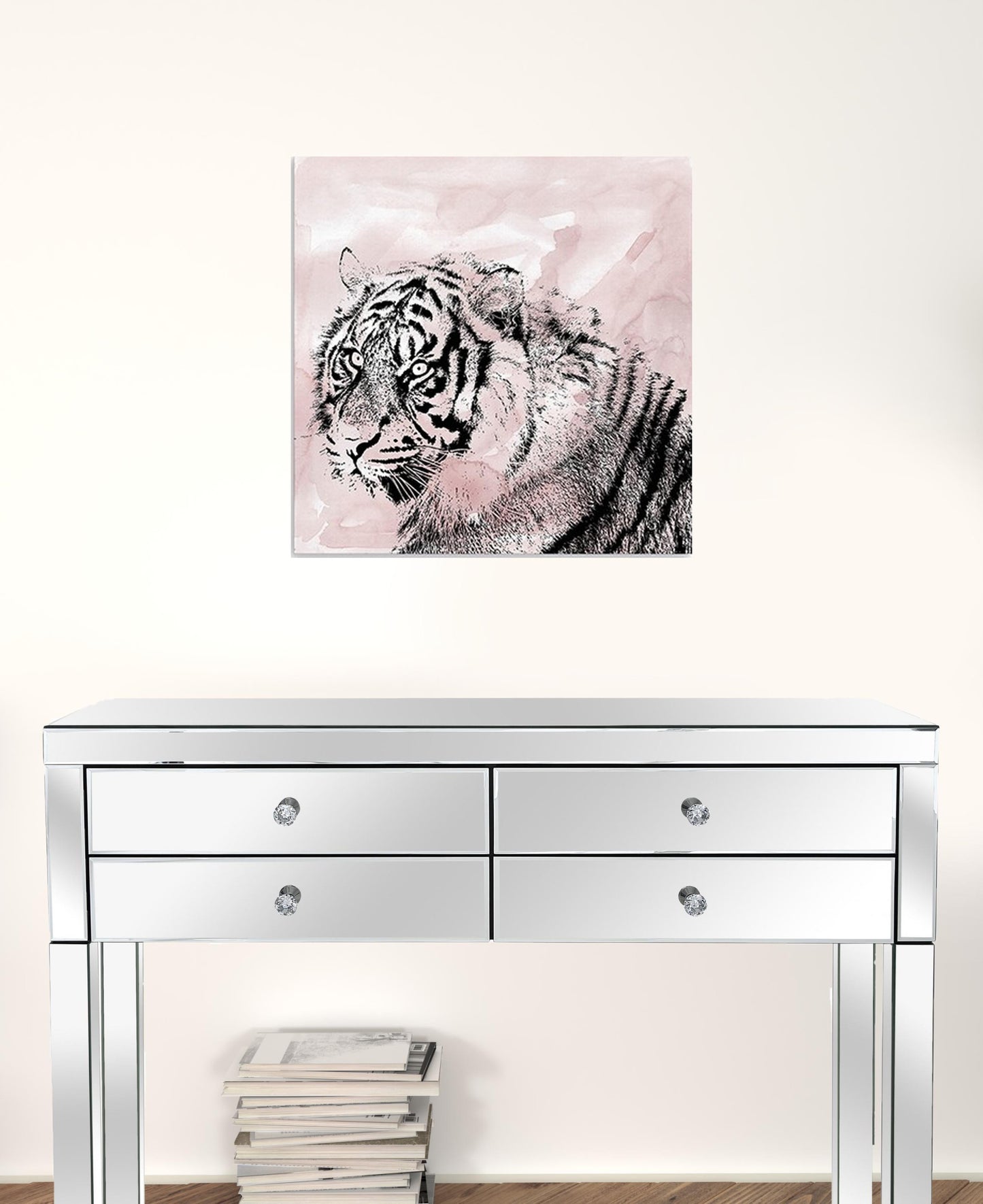 Pink Crouching Tiger Unframed Print Wall Art