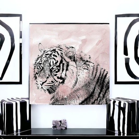 Pink Crouching Tiger Unframed Print Wall Art