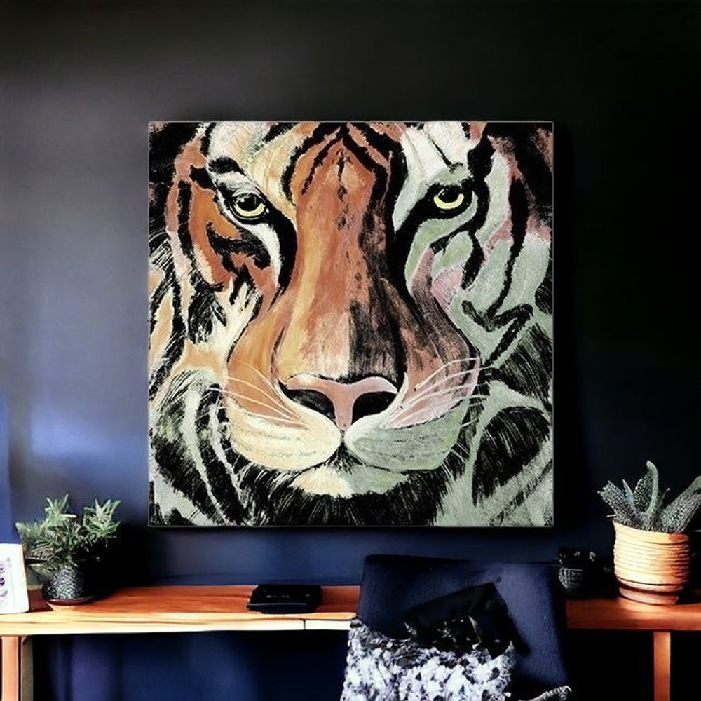 Staring Tiger Portrait Unframed Print Wall Art