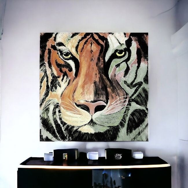 Staring Tiger Portrait Unframed Print Wall Art