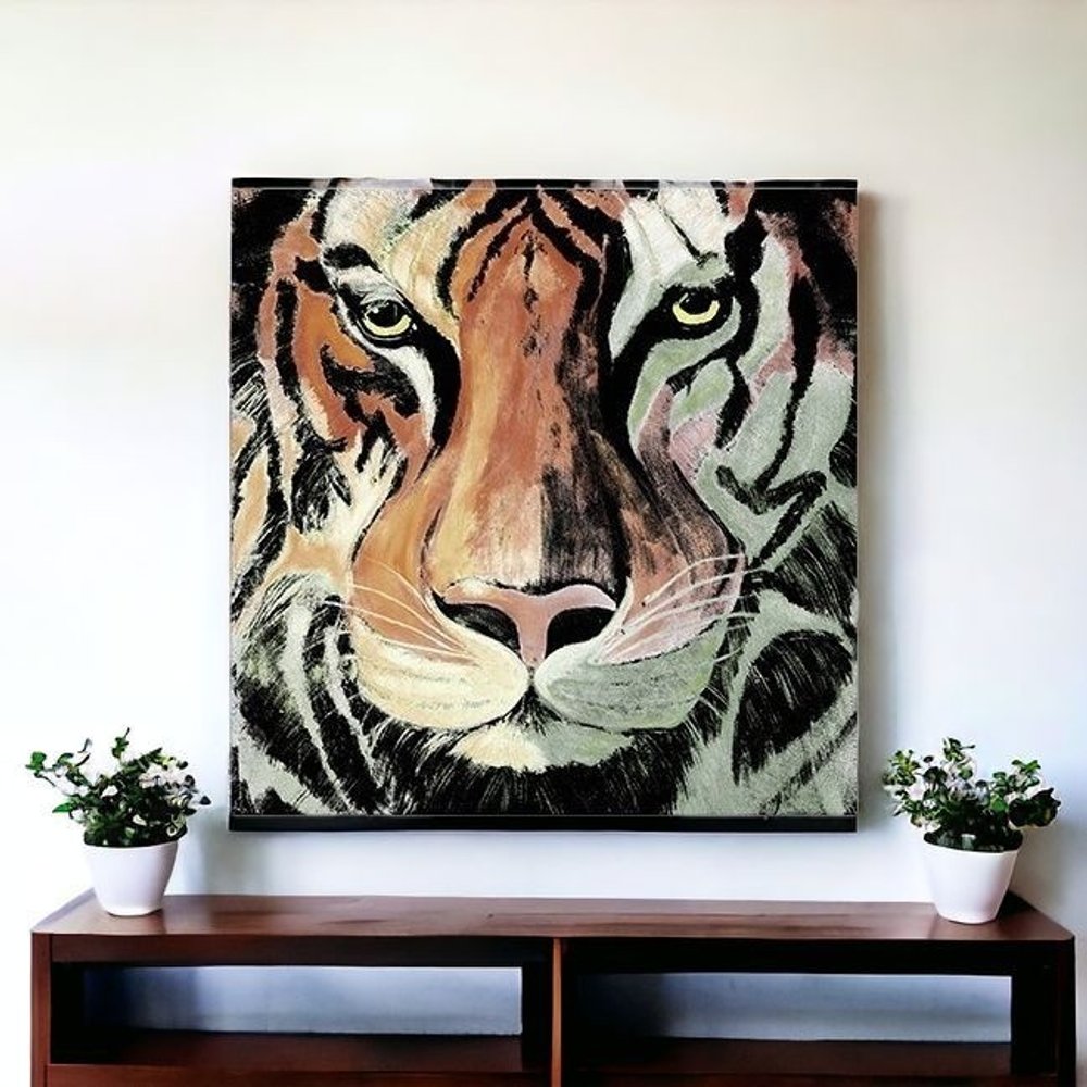 Staring Tiger Portrait Unframed Print Wall Art