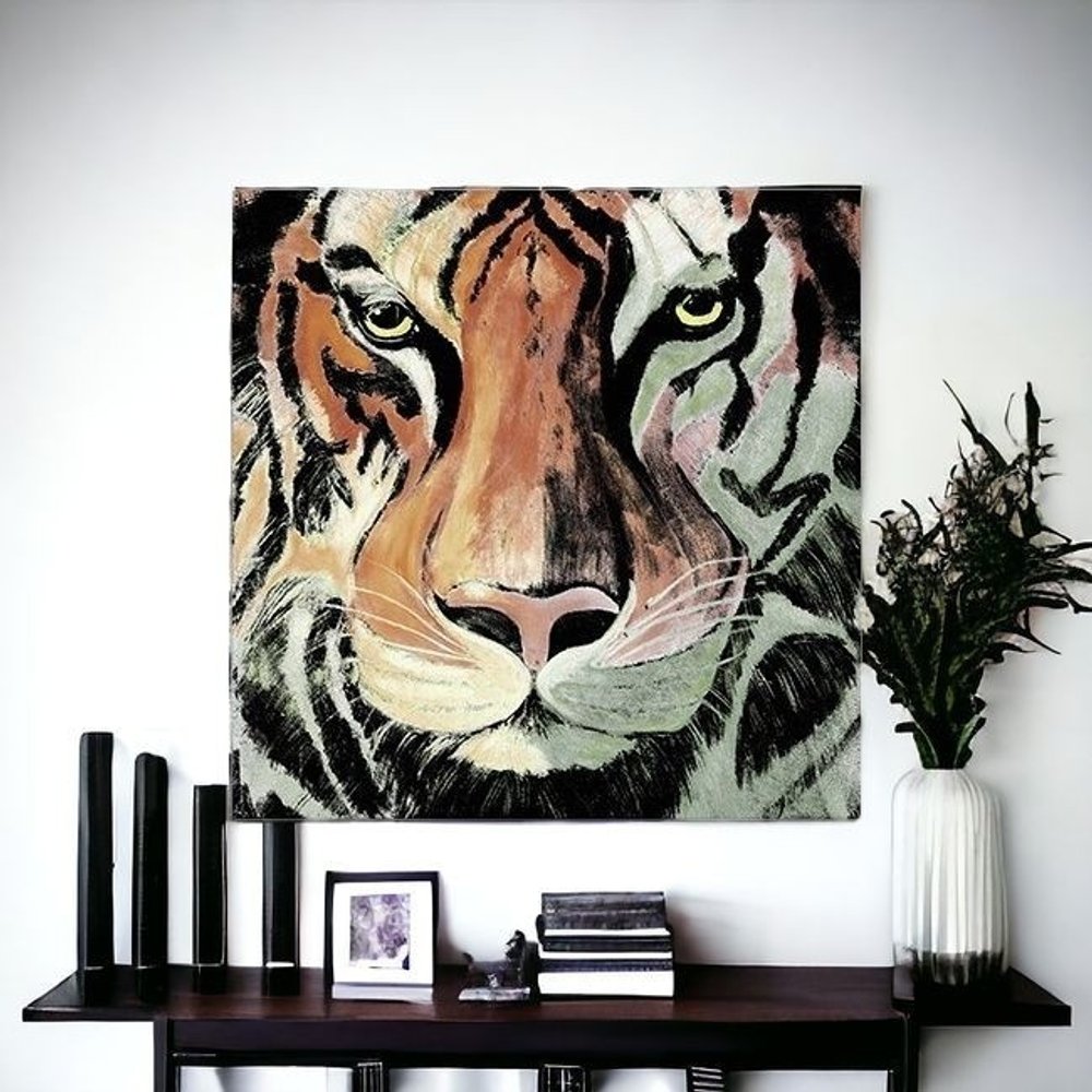 Staring Tiger Portrait Unframed Print Wall Art