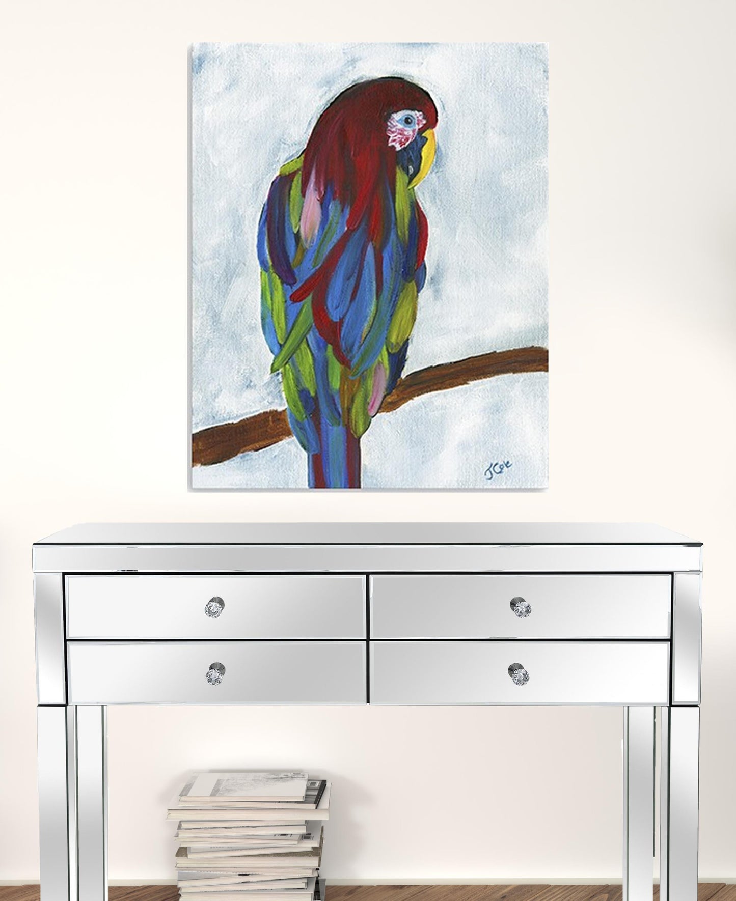 Small Bright and Tropical Parrot Canvas Wall Art
