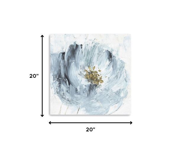 30" x 30" Watercolor Abstract Gray Blue Flower Canvas Wall Art