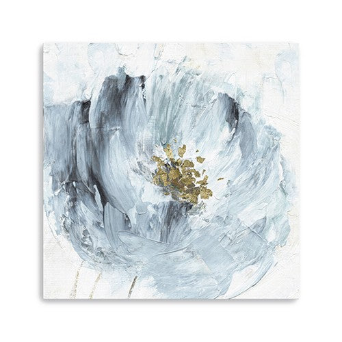 30" x 30" Watercolor Abstract Gray Blue Flower Canvas Wall Art