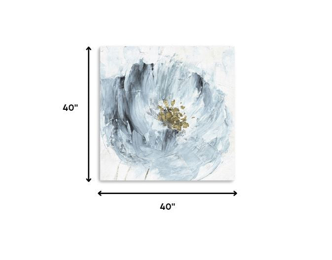 30" x 30" Watercolor Abstract Gray Blue Flower Canvas Wall Art