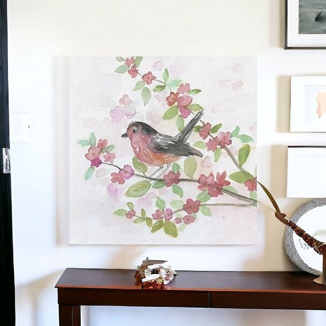 Flower And Bird Unframed Print Wall Art