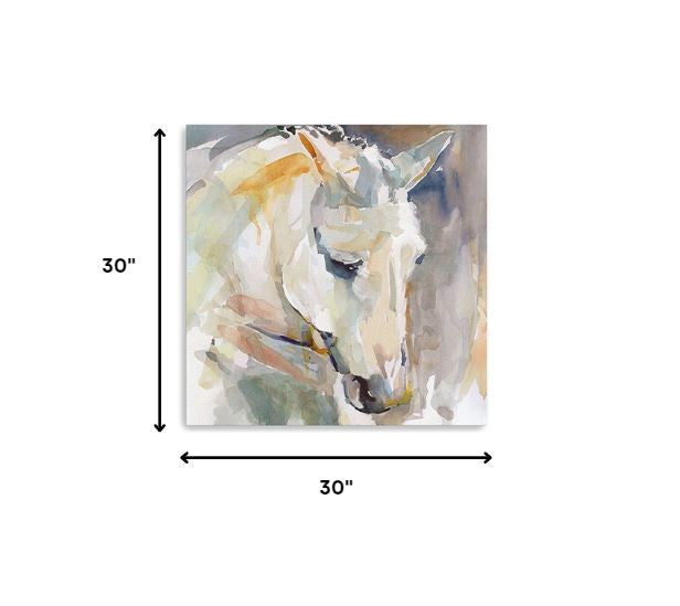 40" x 40" Abstract Watercolor Horse Canvas Wall Art