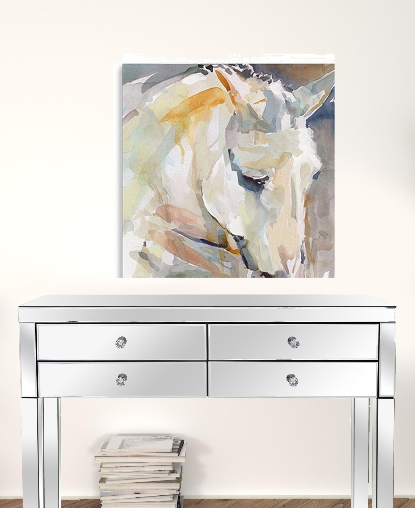 40" x 40" Abstract Watercolor Horse Canvas Wall Art