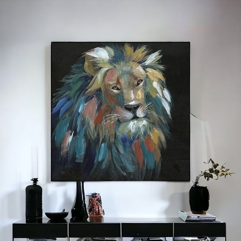 Painted Lion Portrait Unframed Print Wall Art