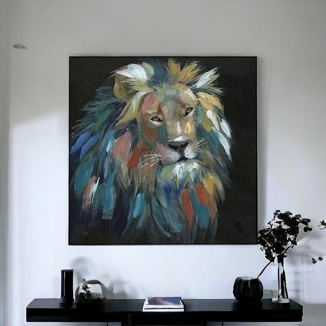 Painted Lion Portrait Unframed Print Wall Art