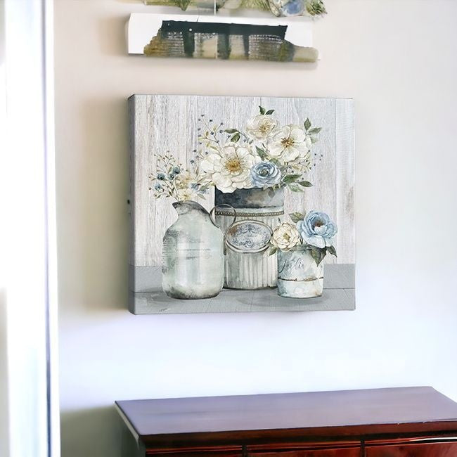 Rustic Grey Flowers Unframed Print Wall Art