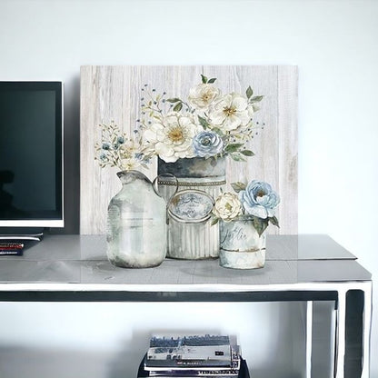 Rustic Grey Flowers Unframed Print Wall Art