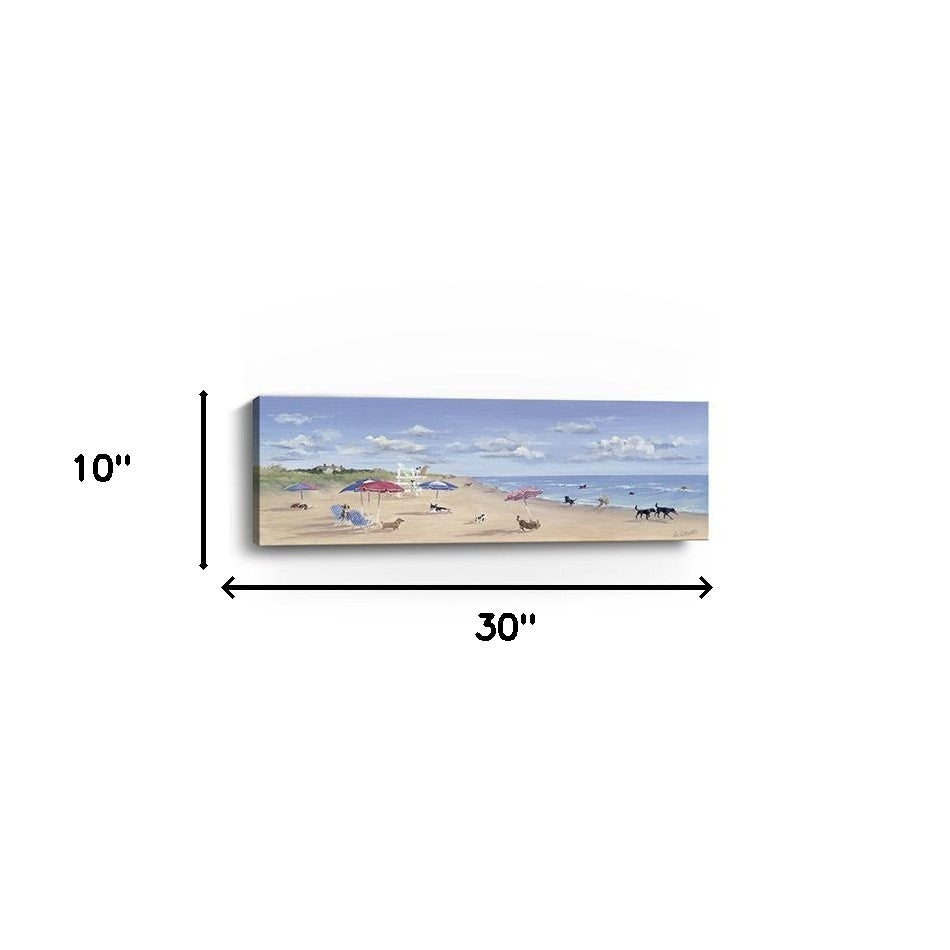 10" X 30" Dogs Rule the Beach Canvas Unframed Wall Art