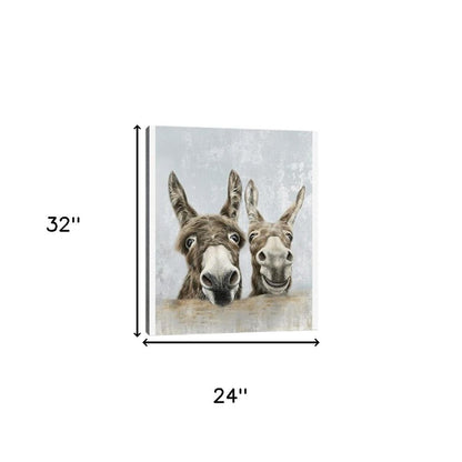 Cute Donkeys Canvas Unframed Print Wall Art
