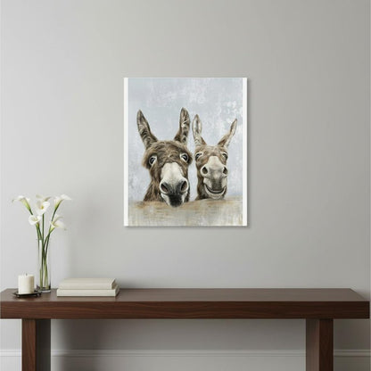 Cute Donkeys Canvas Unframed Print Wall Art