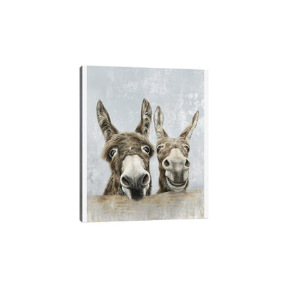 Cute Donkeys Canvas Unframed Print Wall Art