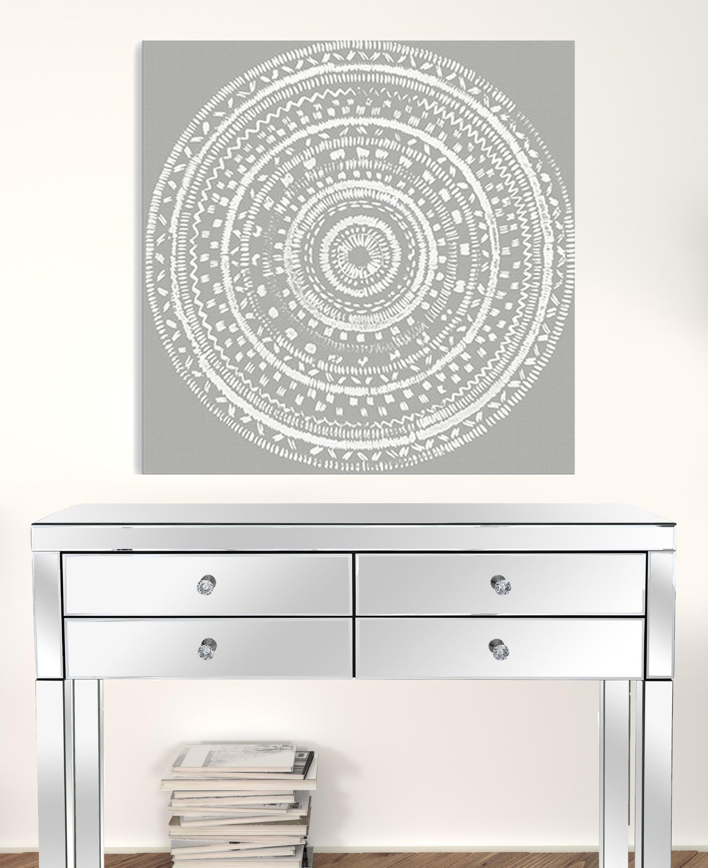 Boho White Mandala Unframed Print Wall Art